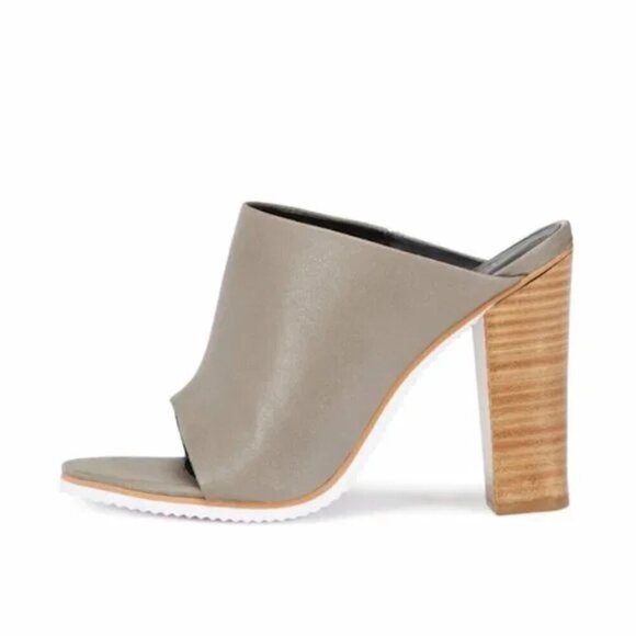 TIBI Bee Mules in Storm Gray Leather Open Toe - Picture 3 of 11